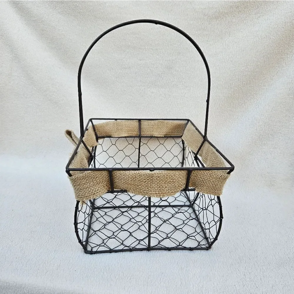 Large Bronze Metal Basket With Handle